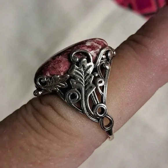 Norwegian Thulite Ring in Sterling Silver. - Picture 6 of 10